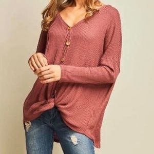 Brand New “Entro” Red Waffle Knit Top!